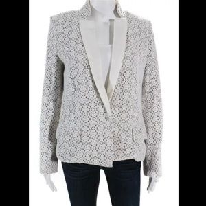 Marc By Marc Jacobs Womens Lace Long Sleeve Notch Collar Blazer White Size 8